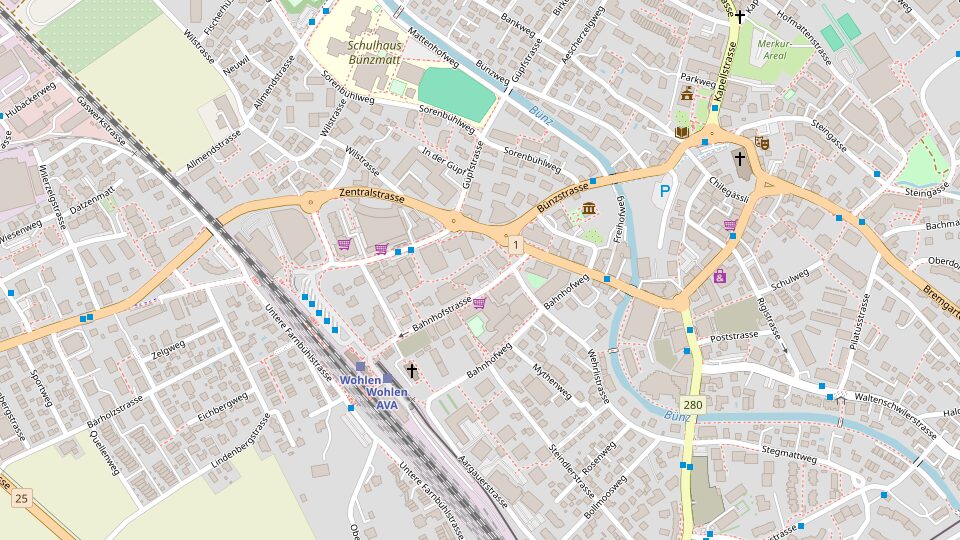 Kartenausschnitt: Wohlen, Bahnhofstrasse 4a, 5610 Wohlen